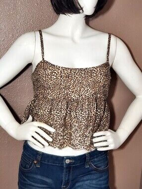 AMERICAN EAGLE Leopard Print Eyelet  Cami Size M